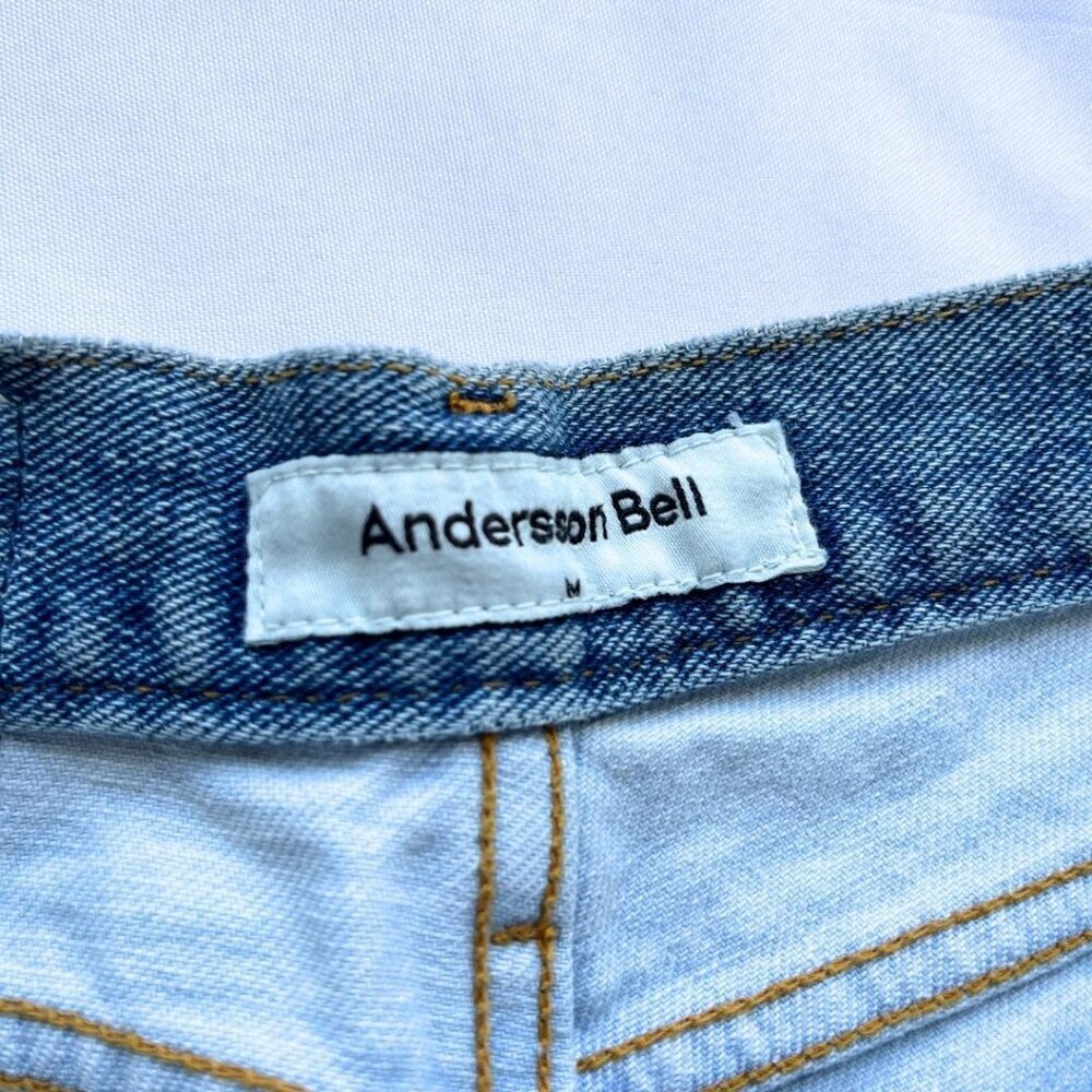 ANDERSSON BELL HIGH RISE PATCHWORK DENIM FLARED RAW HEM CROPPED JEANS - M - Picture 11 of 13